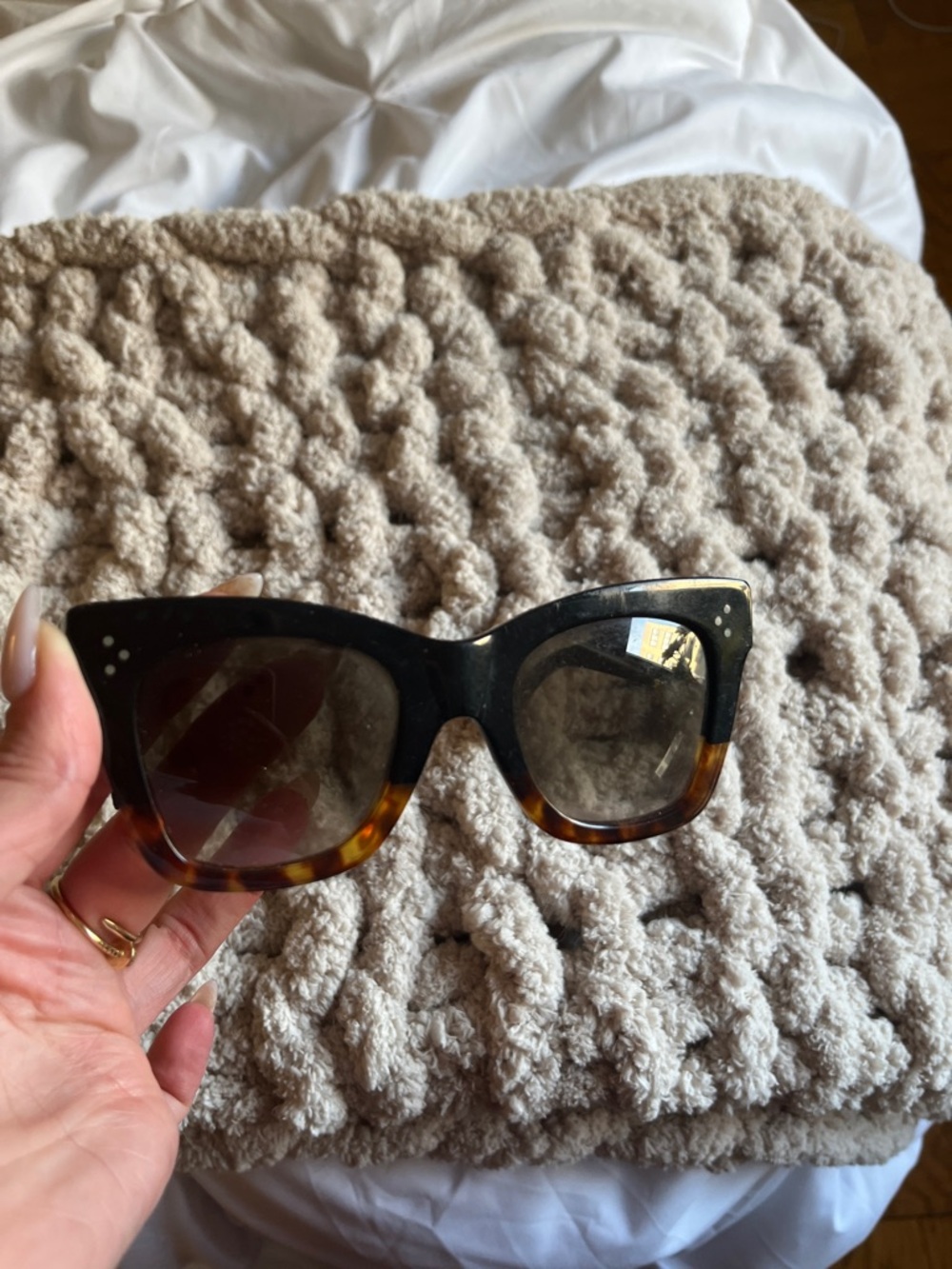 Celine Two-Tone Black and Tortoiseshell Cat Eye Sunglasses